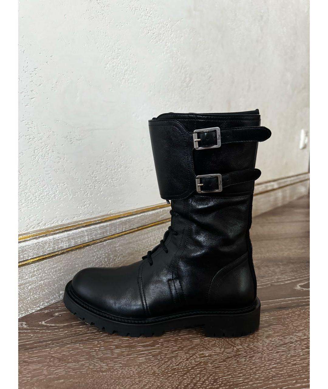 CHRISTIAN DIOR Черные кожаные ботинки, фото 6