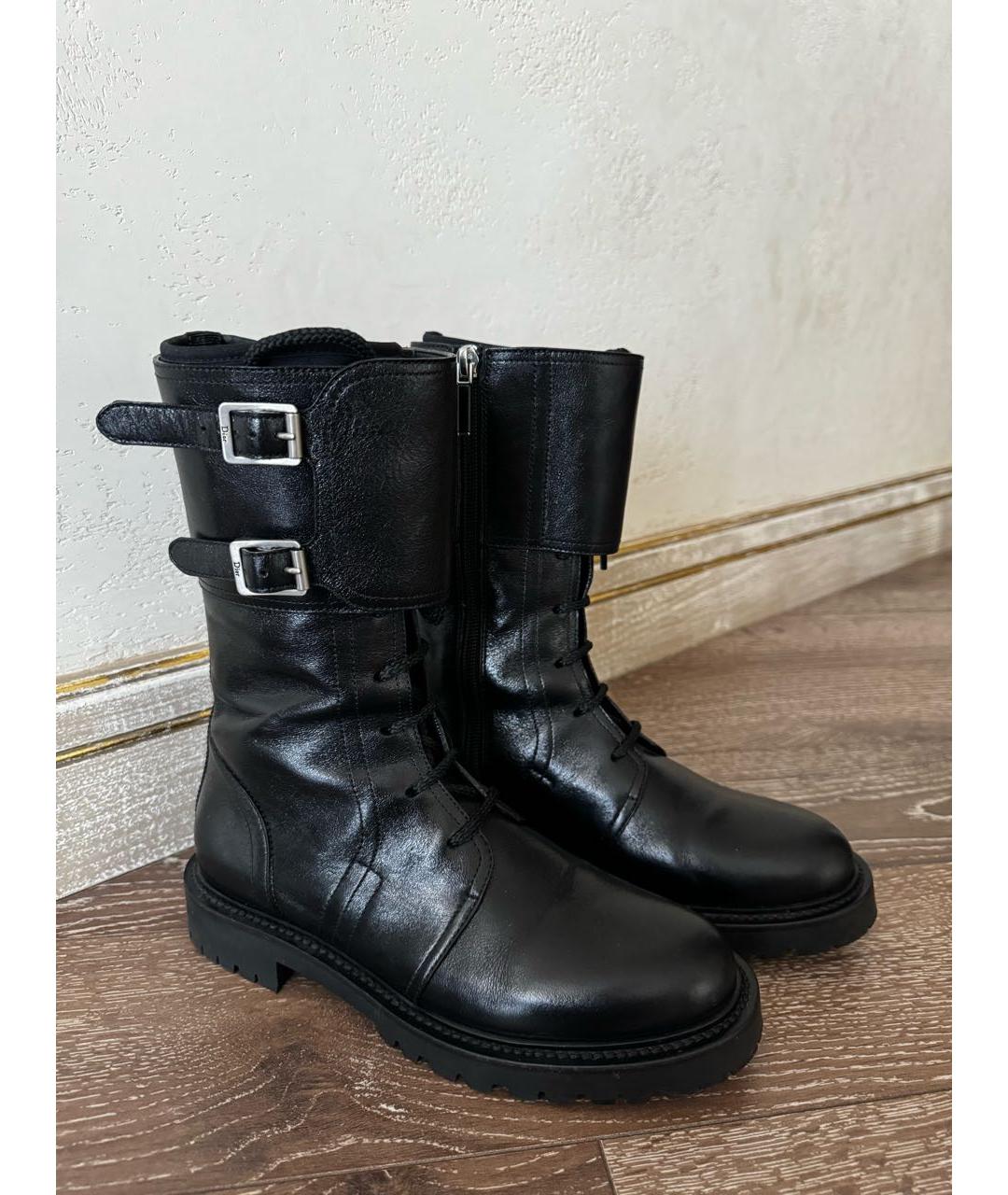 CHRISTIAN DIOR Черные кожаные ботинки, фото 2