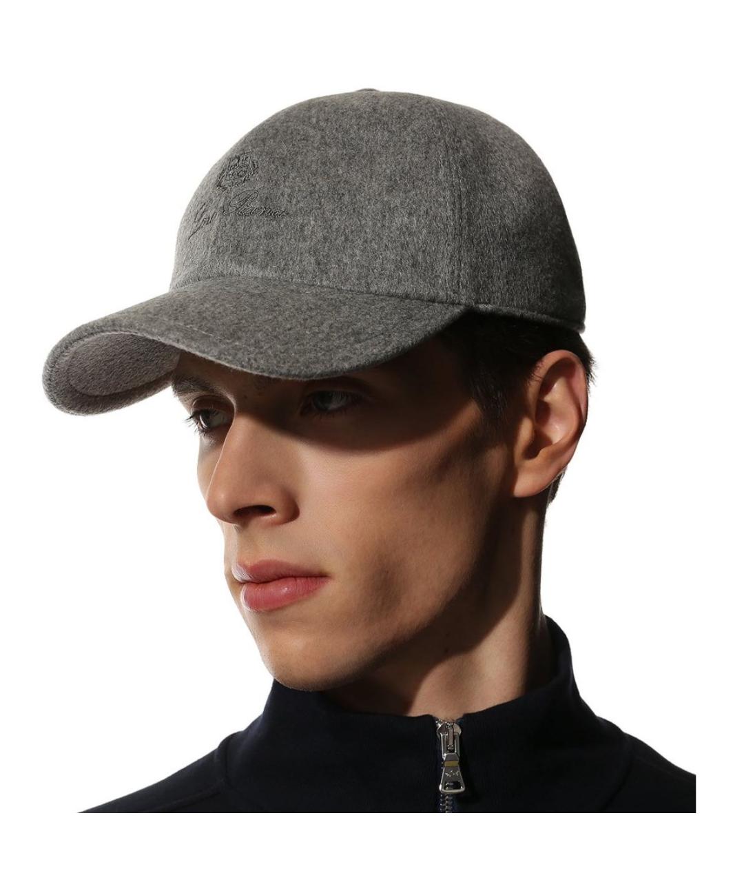 LORO PIANA Серая кашемировая кепка/бейсболка, фото 3