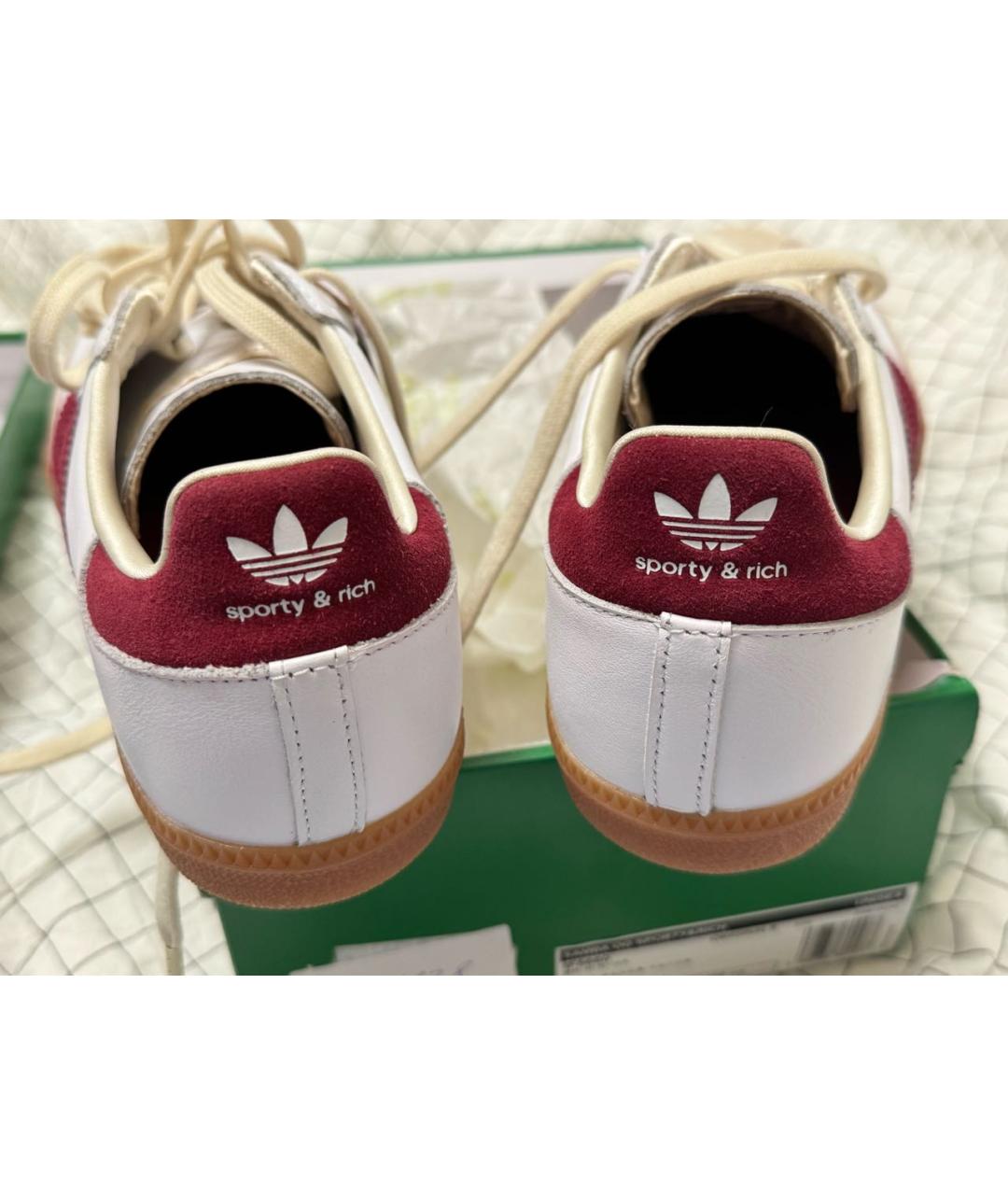 ADIDAS Бордовые кожаные кроссовки, фото 5
