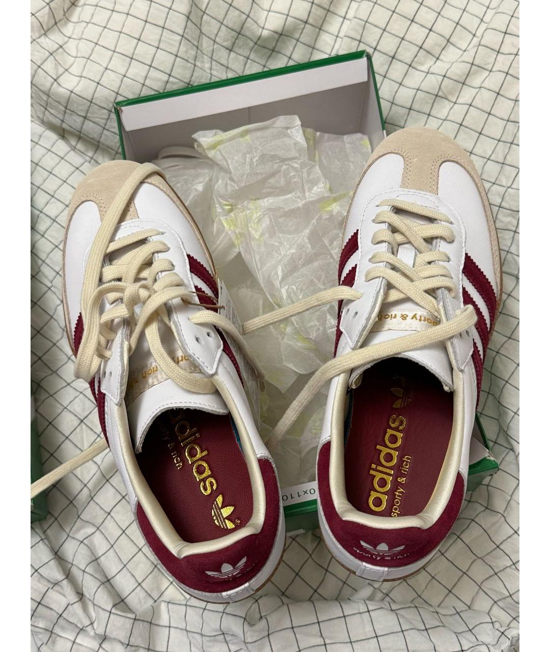 ADIDAS Бордовые кожаные кроссовки, фото 4