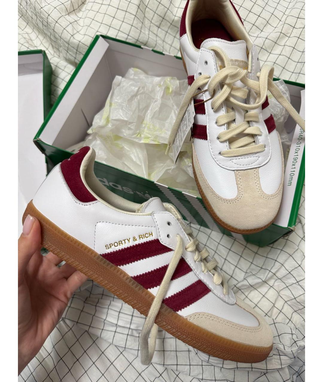 ADIDAS Бордовые кожаные кроссовки, фото 2