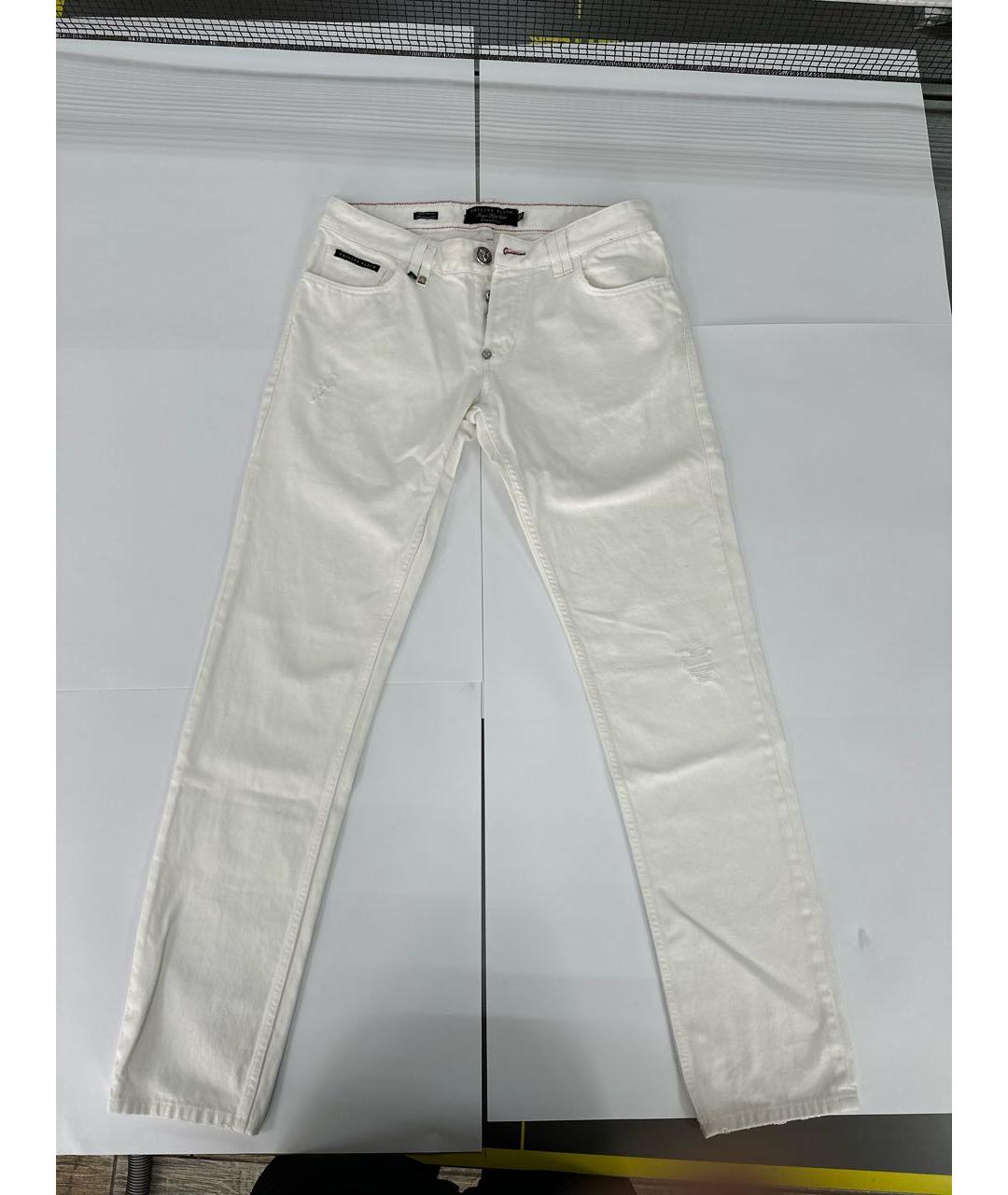PHILIPP PLEIN Белые хлопковые джинсы скинни, фото 4