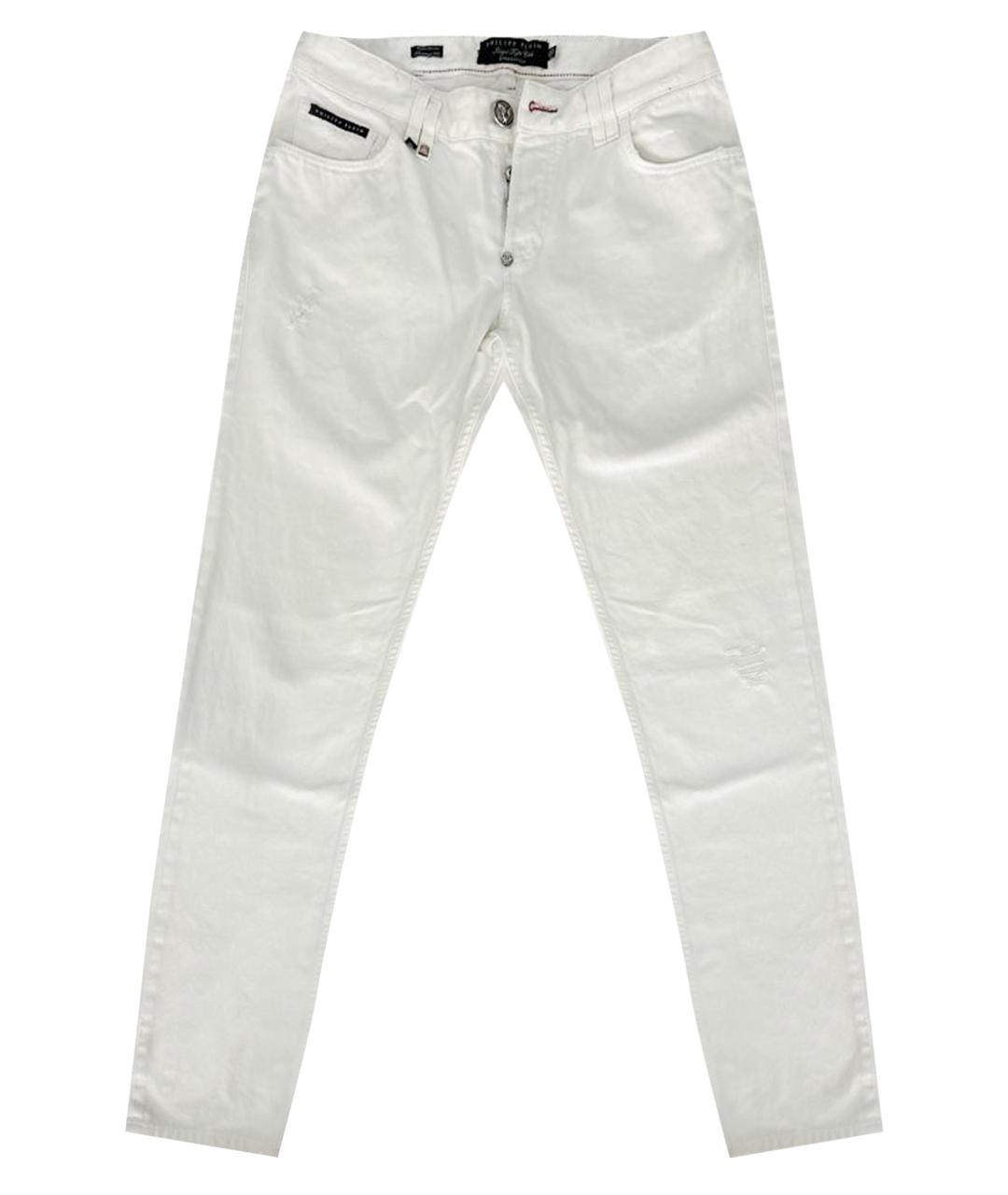 PHILIPP PLEIN Белые хлопковые джинсы скинни, фото 1