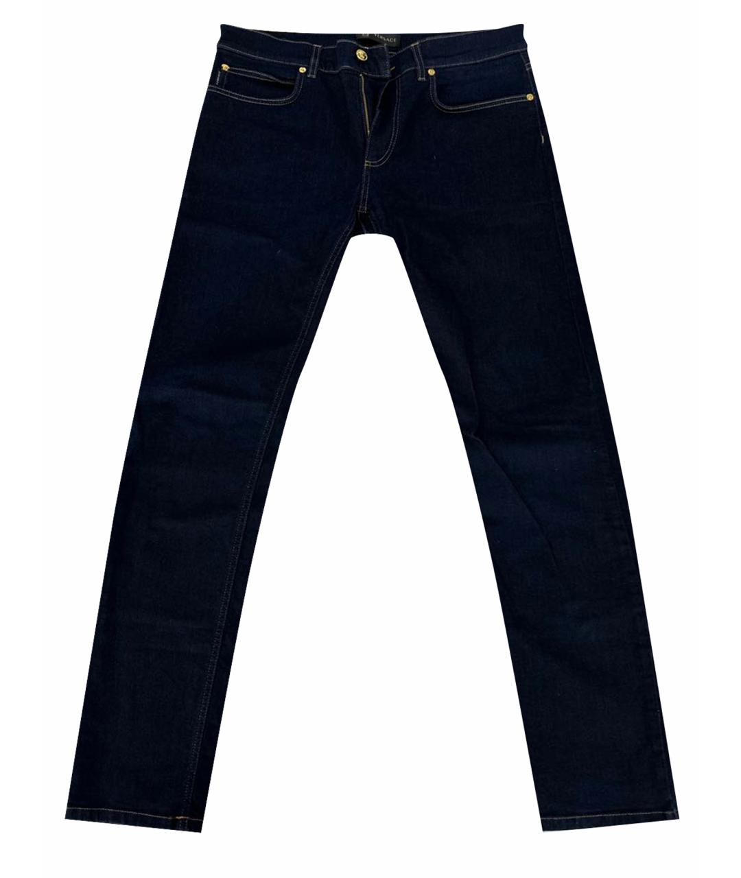 VERSACE Темно-синие хлопковые джинсы скинни, фото 1