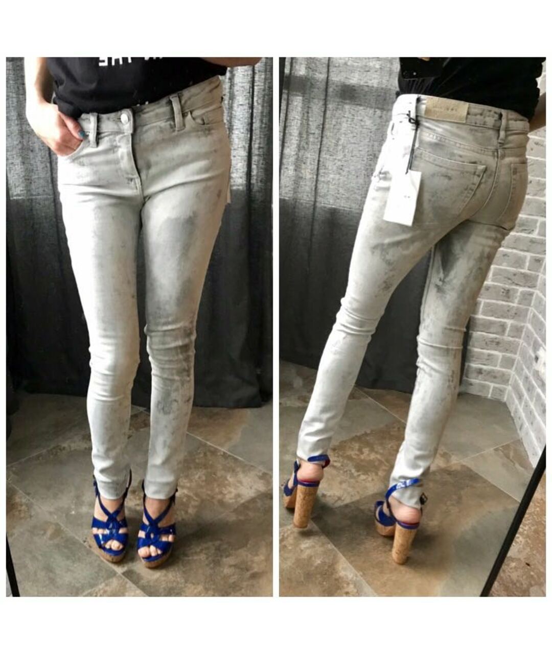 IRO Серые хлопко-эластановые джинсы слим, фото 4