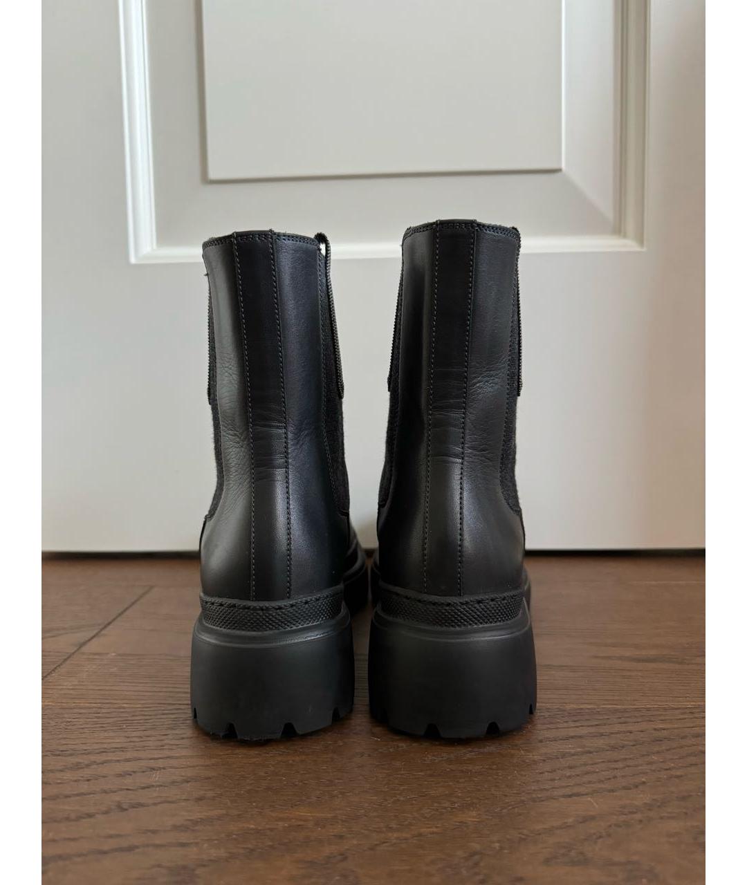 BRUNELLO CUCINELLI Антрацитовые кожаные ботинки, фото 4