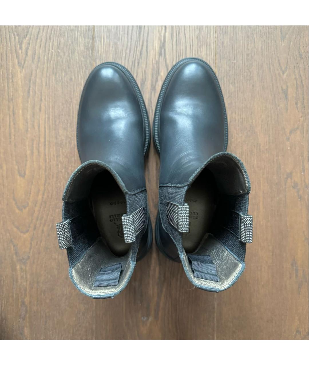 BRUNELLO CUCINELLI Антрацитовые кожаные ботинки, фото 3