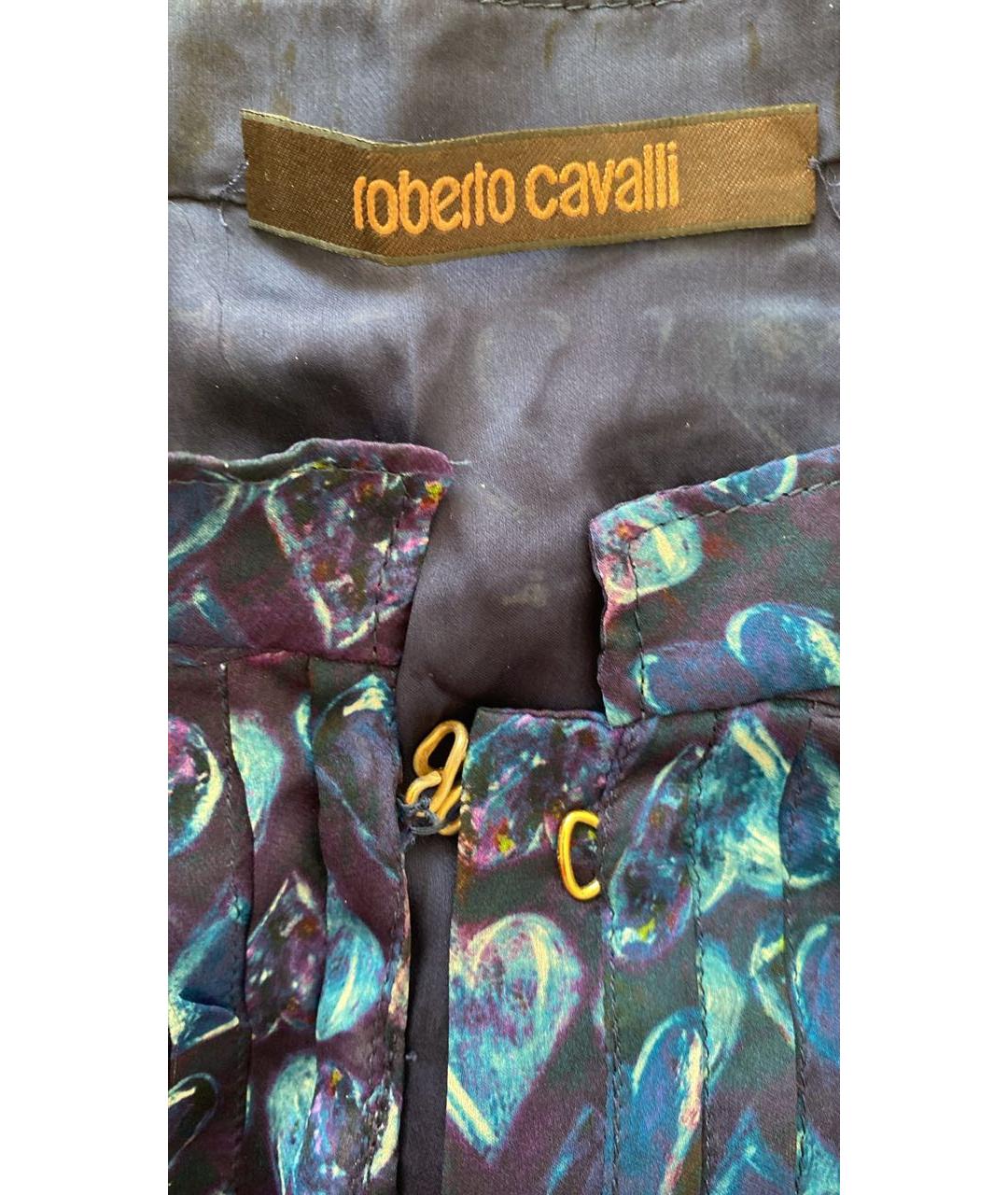 ROBERTO CAVALLI Синяя шифоновая блузы, фото 3