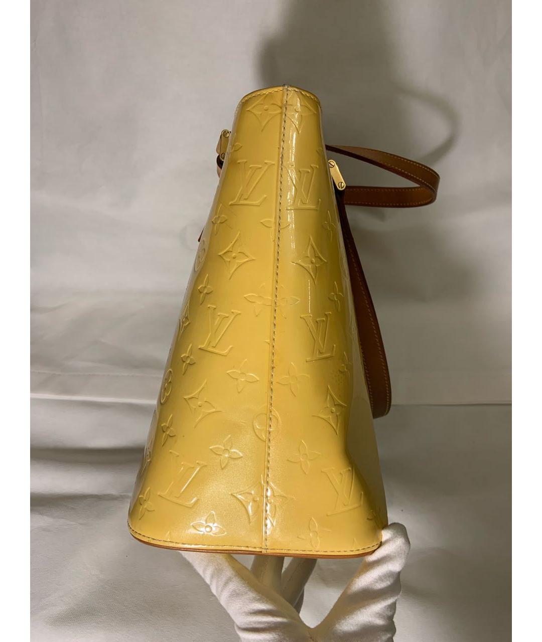 LOUIS VUITTON PRE-OWNED Желтая сумка тоут из лакированной кожи, фото 4