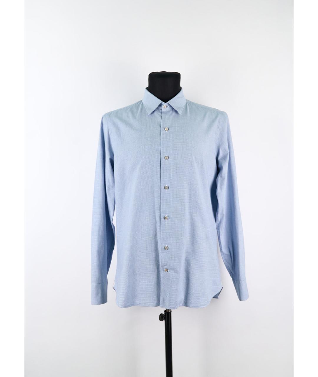 LORO PIANA Голубая хлопковая классическая рубашка, фото 5