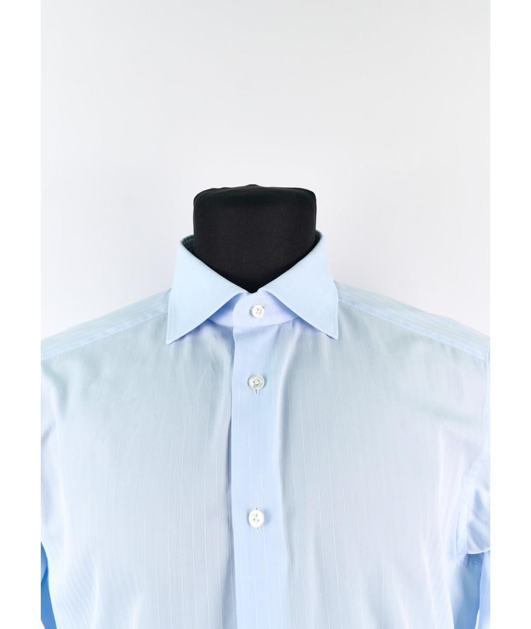 ERMENEGILDO ZEGNA Голубая хлопковая классическая рубашка, фото 4