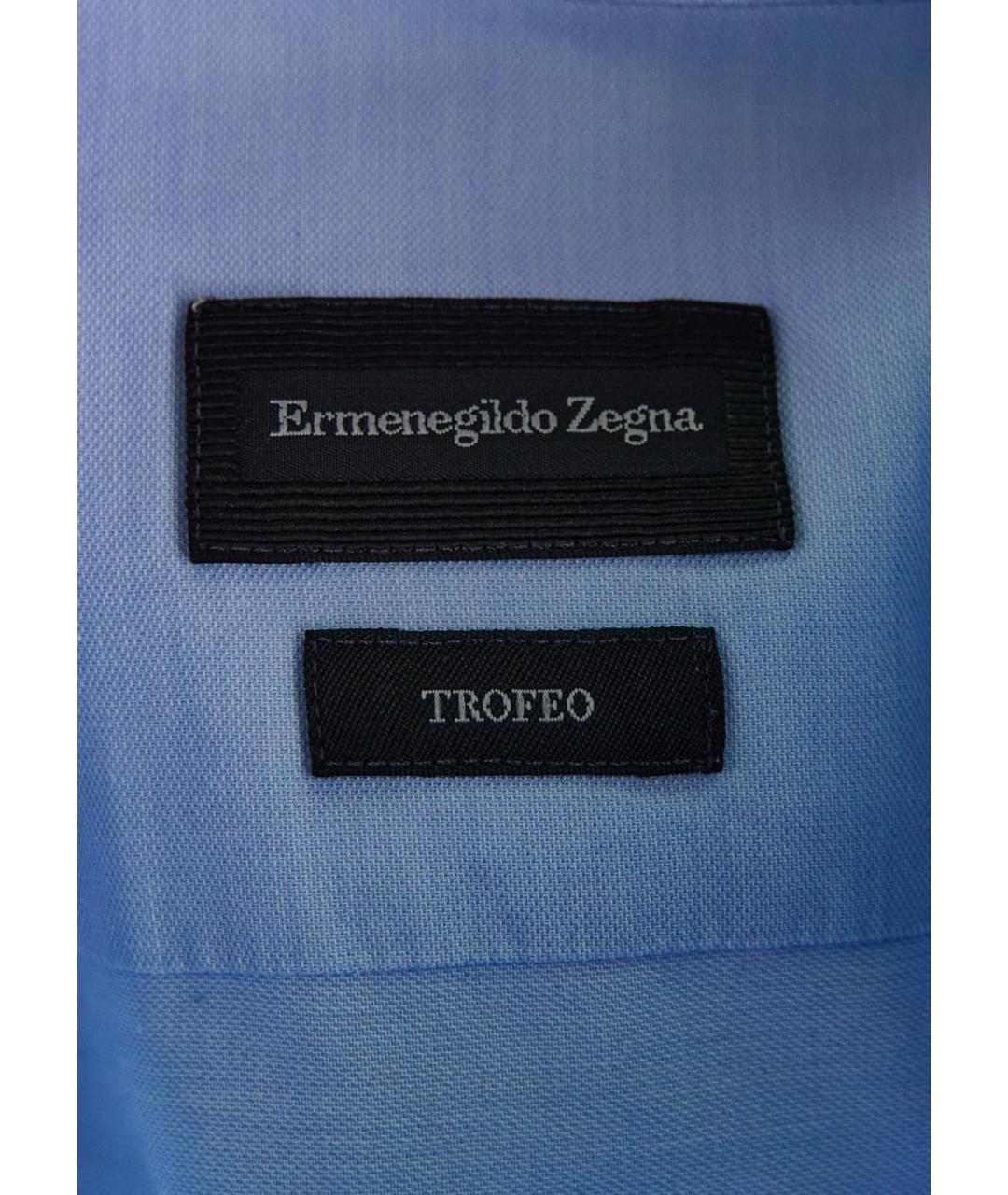 ERMENEGILDO ZEGNA Голубая хлопковая классическая рубашка, фото 3