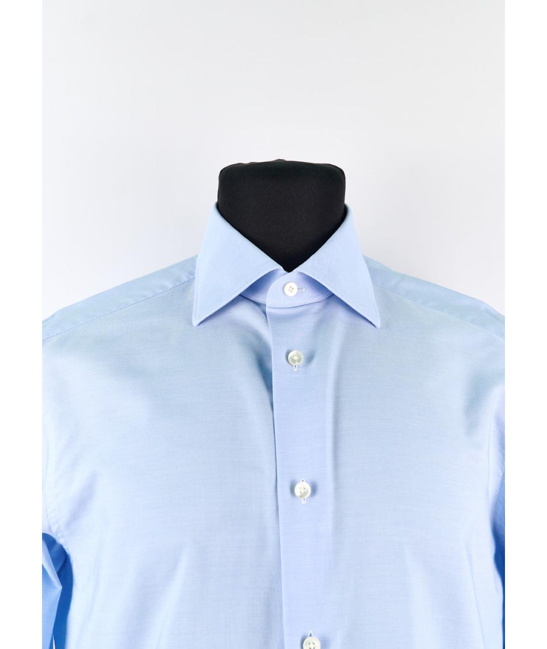 ERMENEGILDO ZEGNA Голубая хлопковая классическая рубашка, фото 4