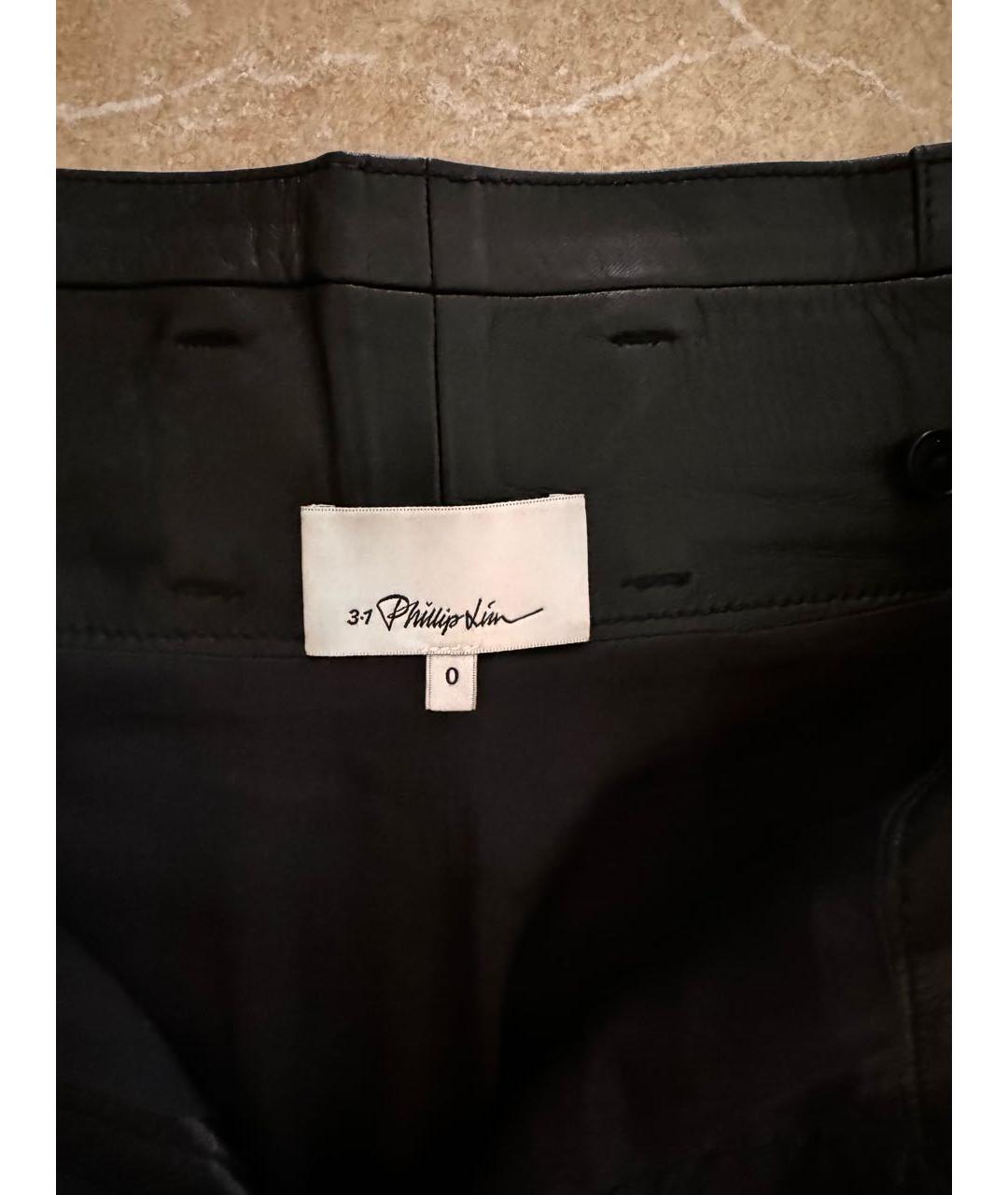 3.1 PHILLIP LIM Черные кожаные шорты, фото 3