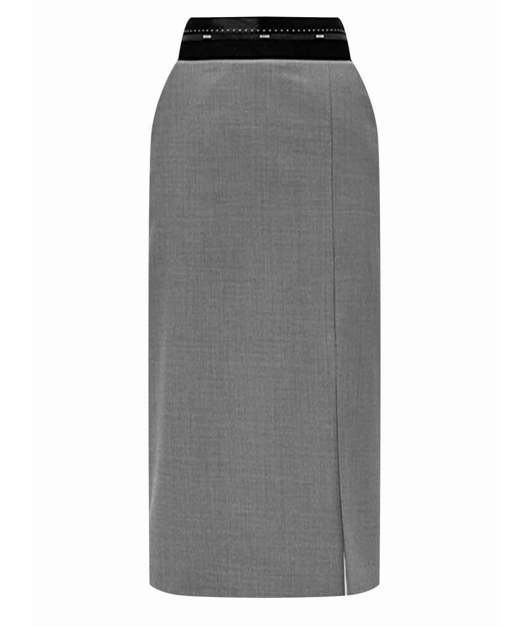 MSGM Серая шерстяная юбка миди, фото 1