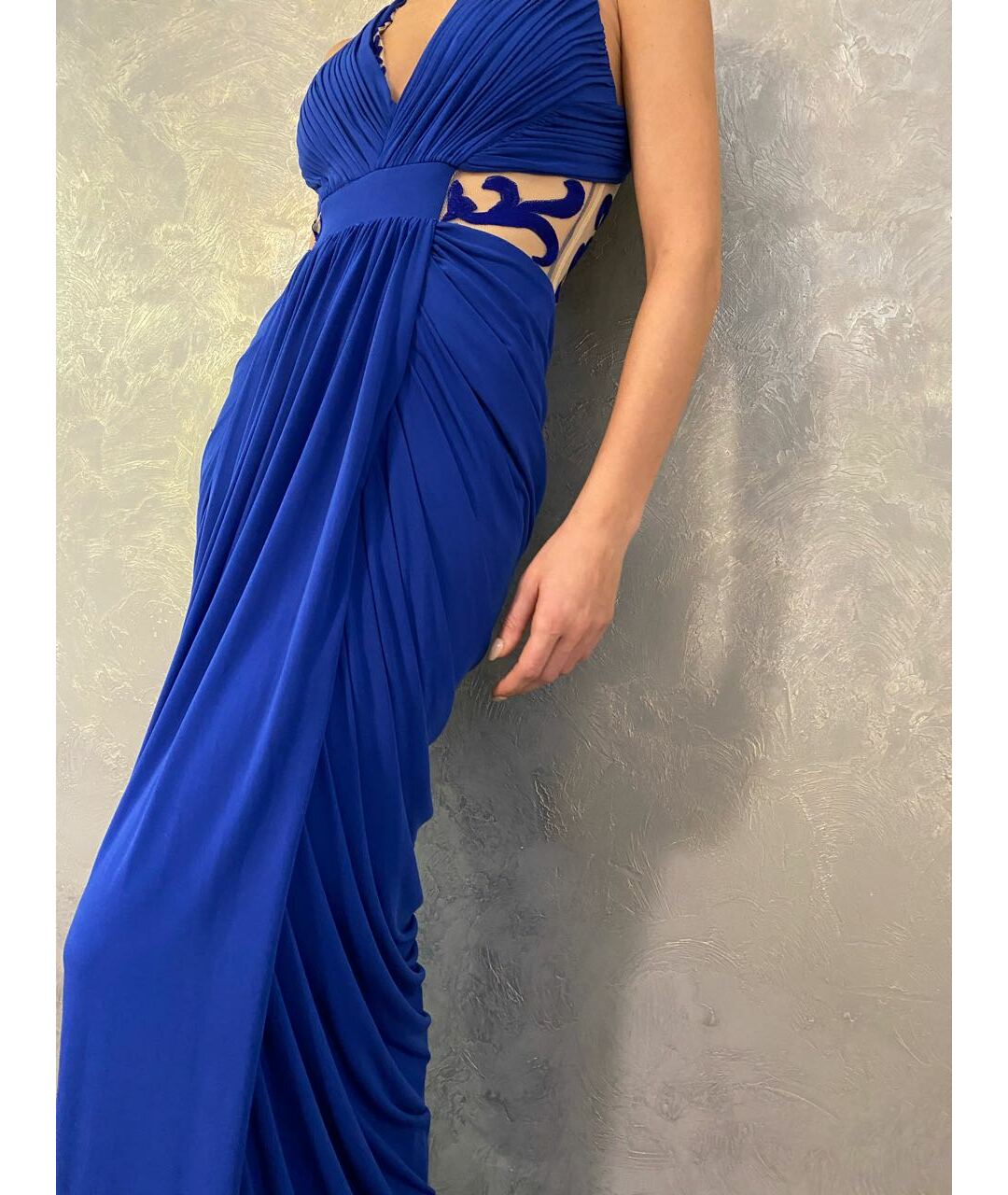 JOVANI Синее кружевное вечернее платье, фото 5