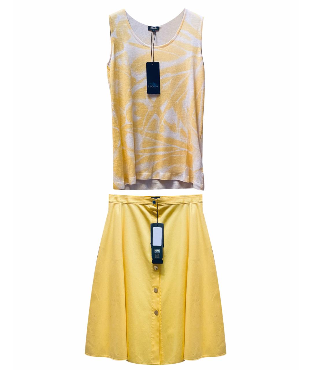 ESCADA Желтый хлопковый костюм с юбками, фото 1