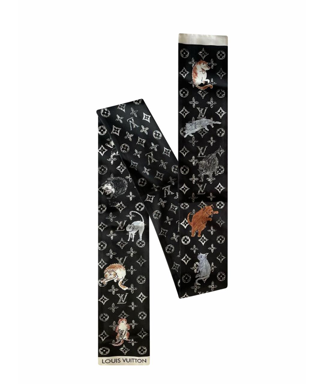 LOUIS VUITTON PRE-OWNED Черный шелковый платок, фото 1