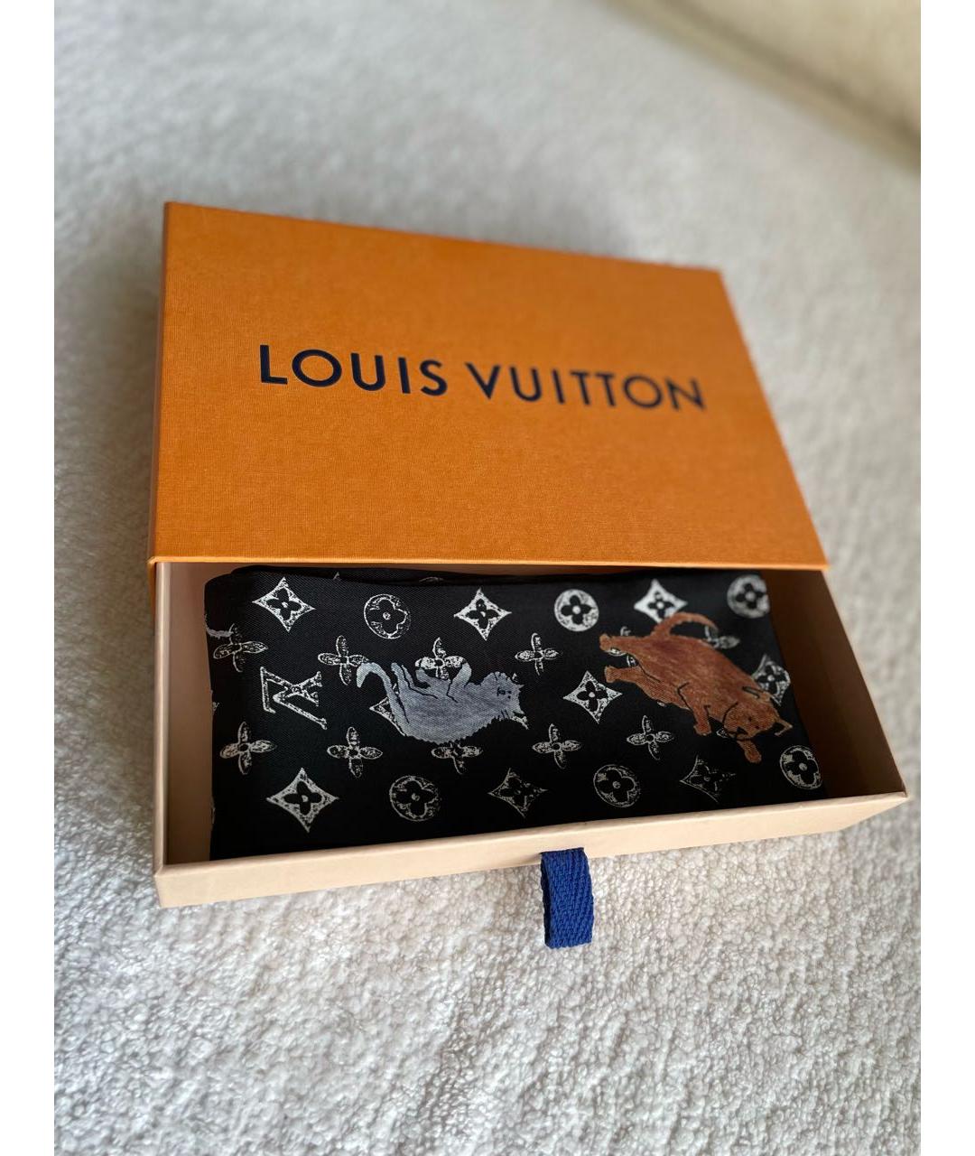 LOUIS VUITTON PRE-OWNED Черный шелковый платок, фото 2