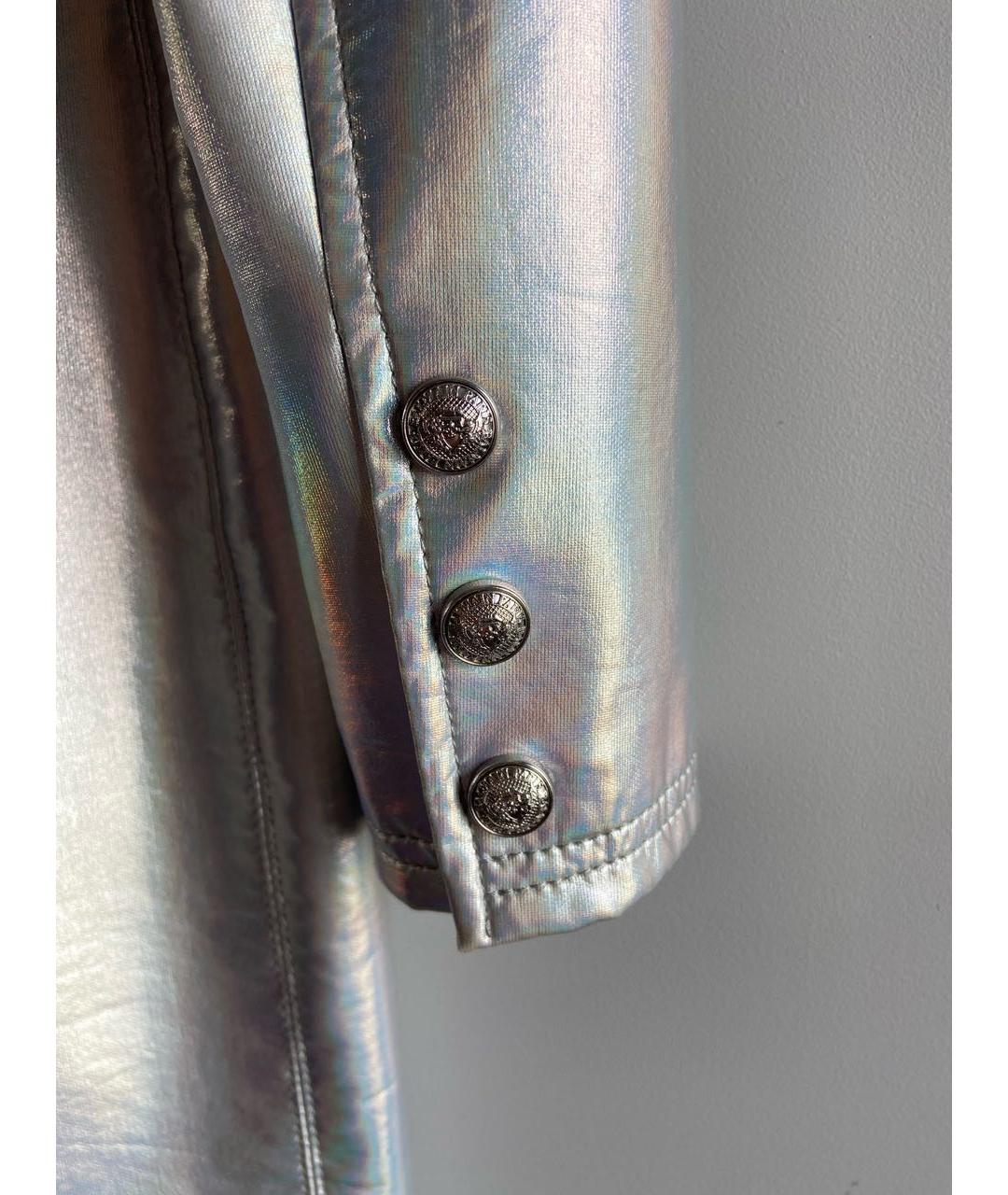 BALMAIN Серебряное полиэстеровое вечернее платье, фото 5