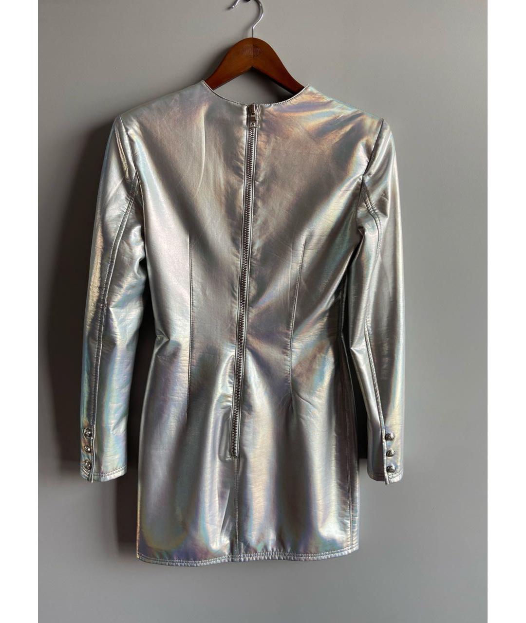 BALMAIN Серебряное полиэстеровое вечернее платье, фото 2