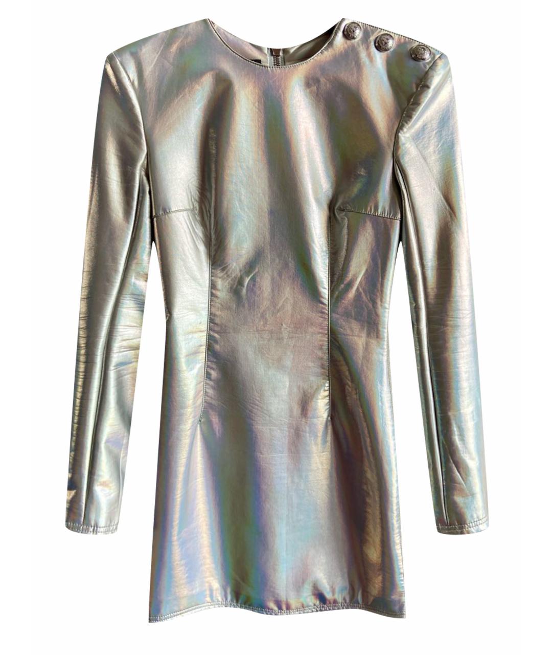 BALMAIN Серебряное полиэстеровое вечернее платье, фото 1
