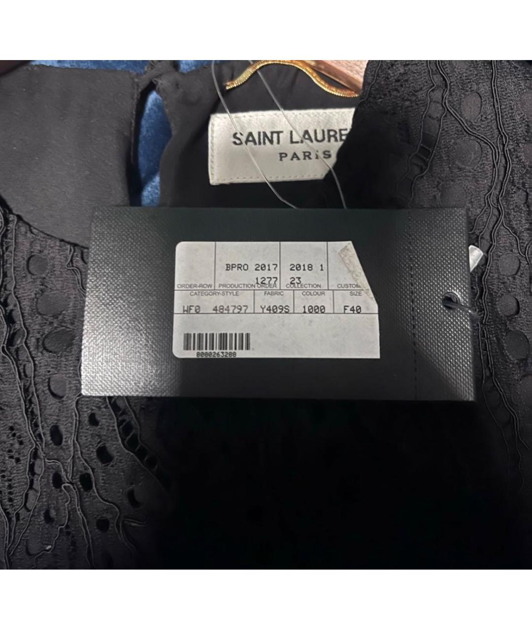 SAINT LAURENT Черное кружевное повседневное платье, фото 6