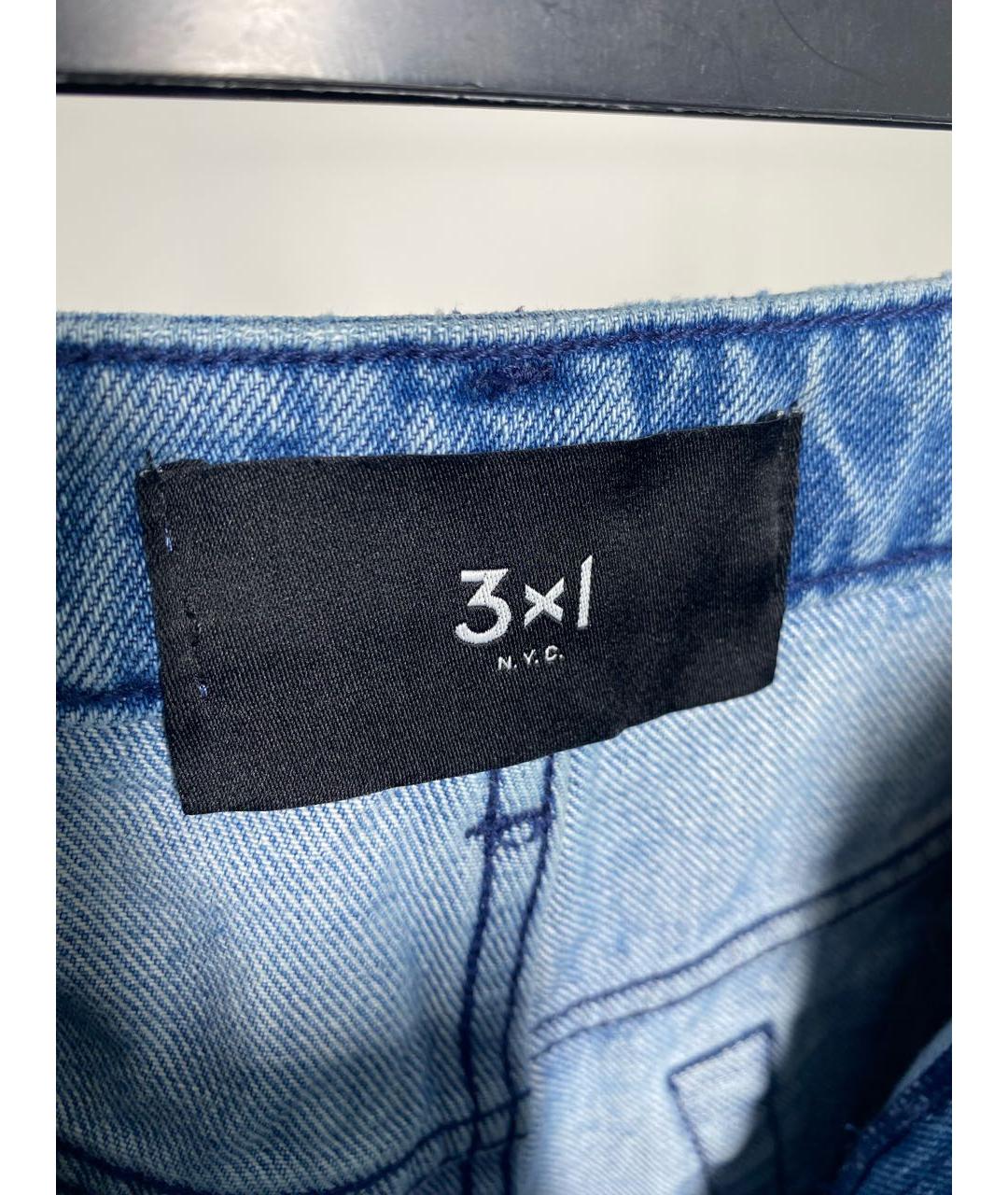 3X1 Голубые хлопковые прямые джинсы, фото 5