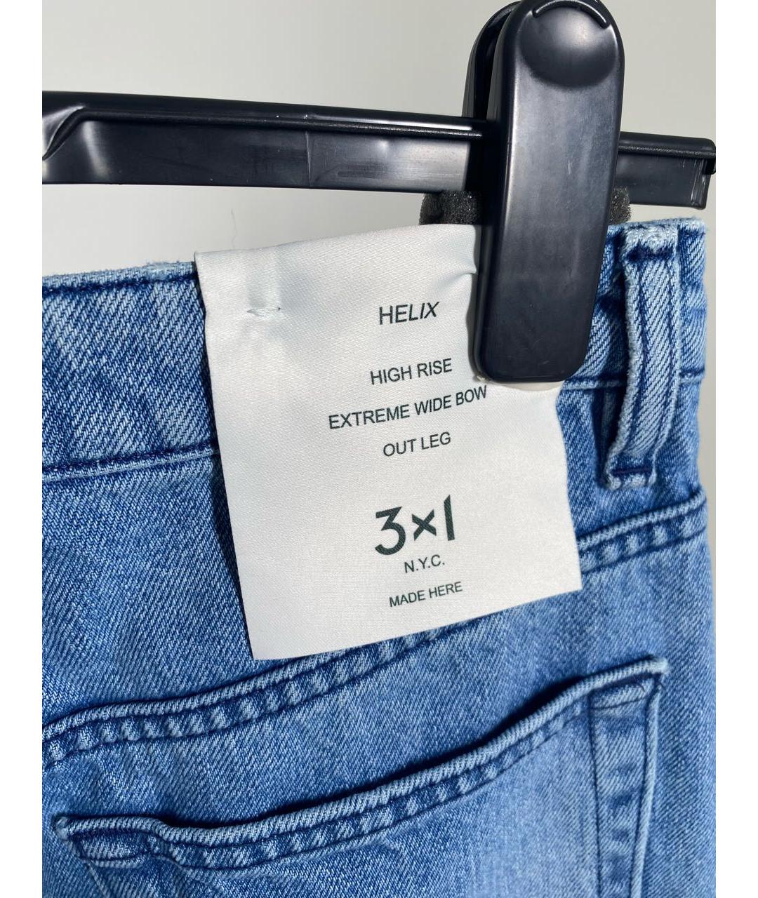 3X1 Голубые хлопковые прямые джинсы, фото 3