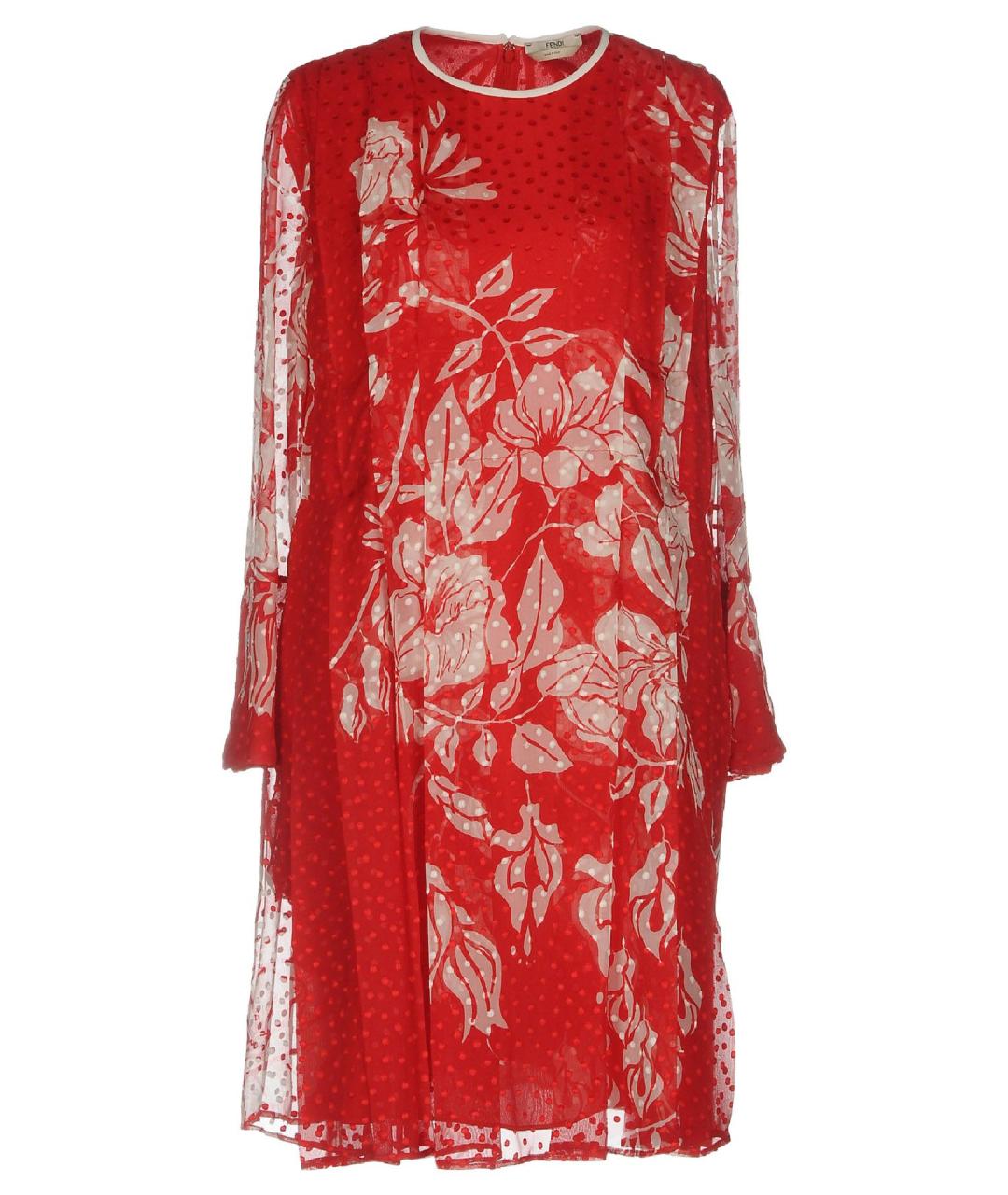 FENDI Красное шелковое платье, фото 1