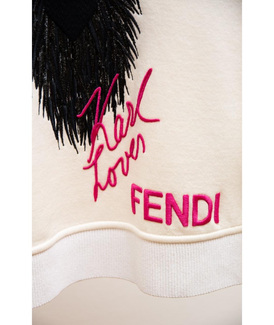 FENDI Белый хлопковый джемпер / свитер, фото 3