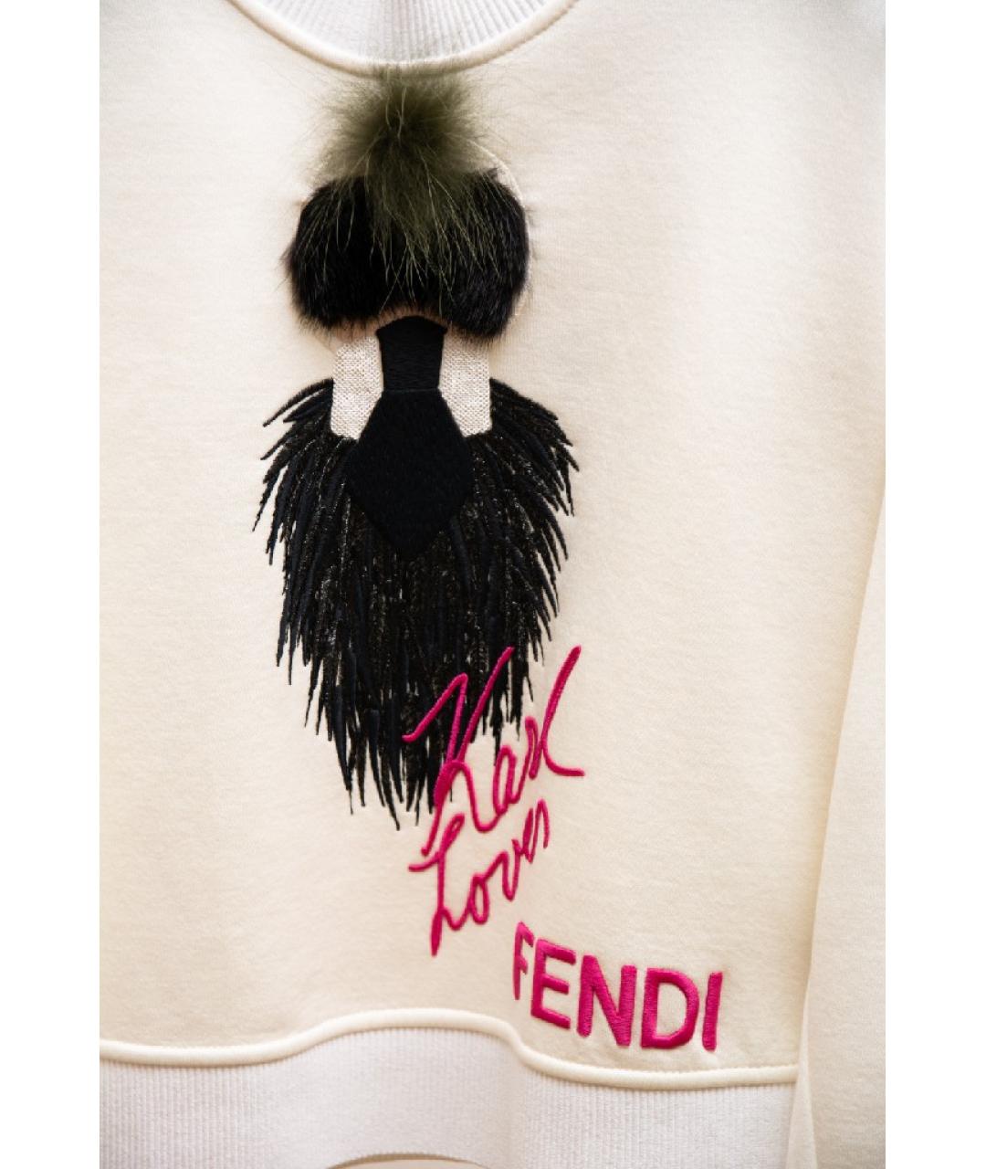 FENDI Белый хлопковый джемпер / свитер, фото 4