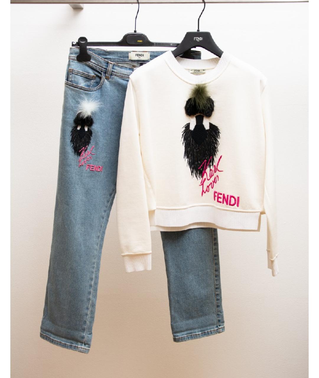 FENDI Белый хлопковый джемпер / свитер, фото 6