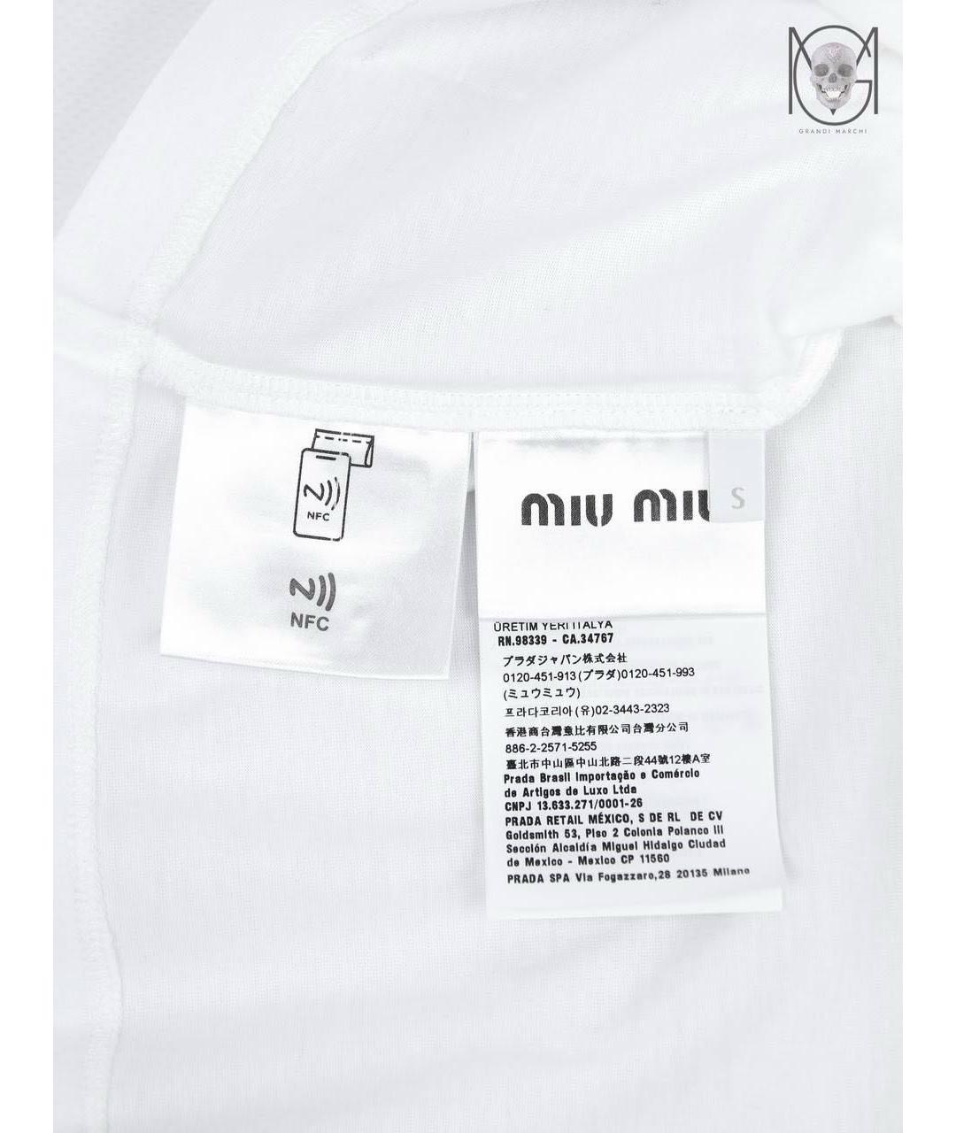 MIU MIU Белая хлопковая футболка, фото 8