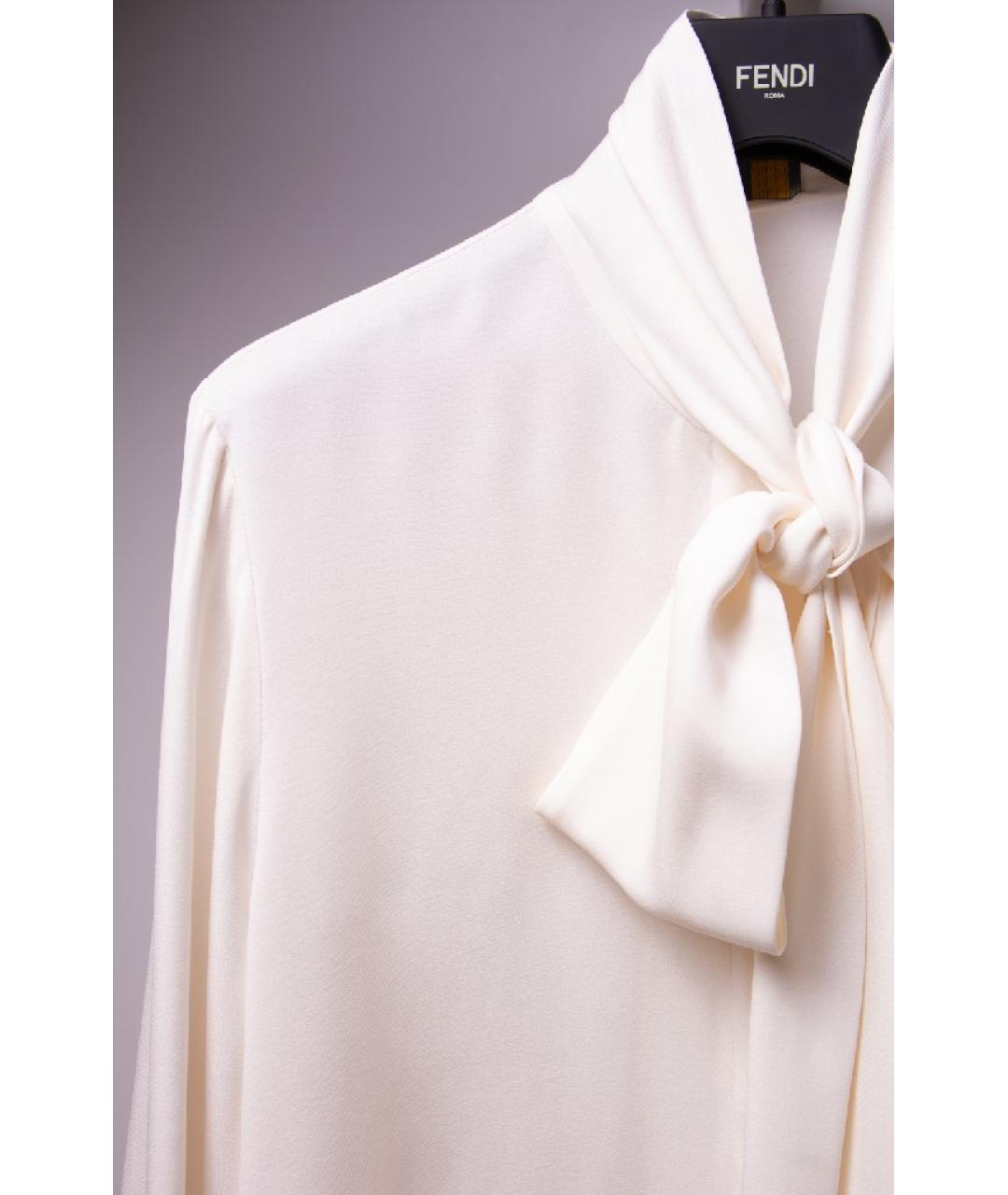 FENDI Белая шелковая блузы, фото 4