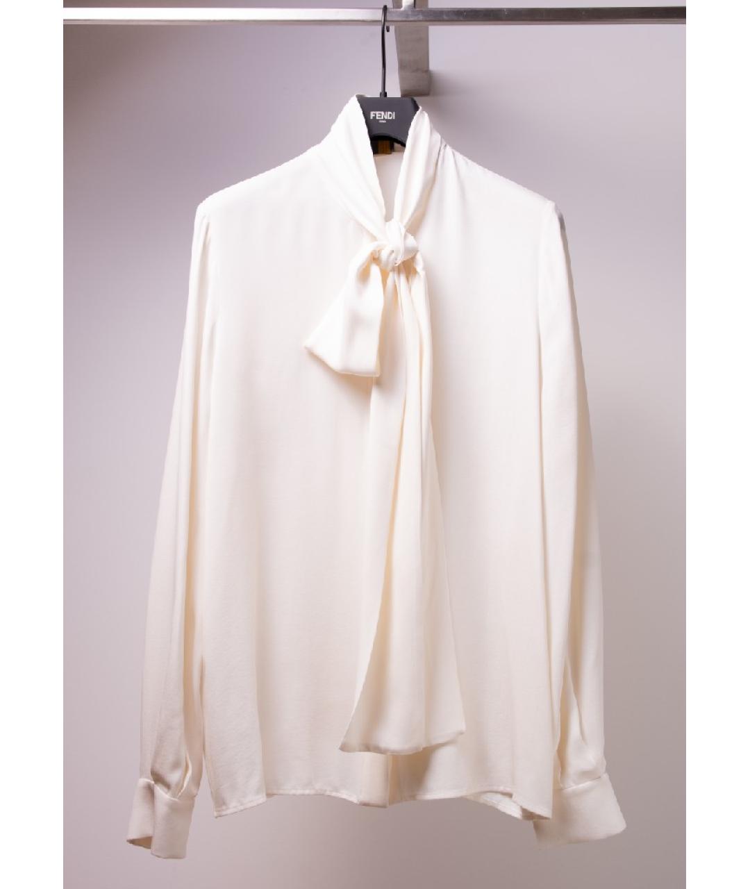 FENDI Белая шелковая блузы, фото 5