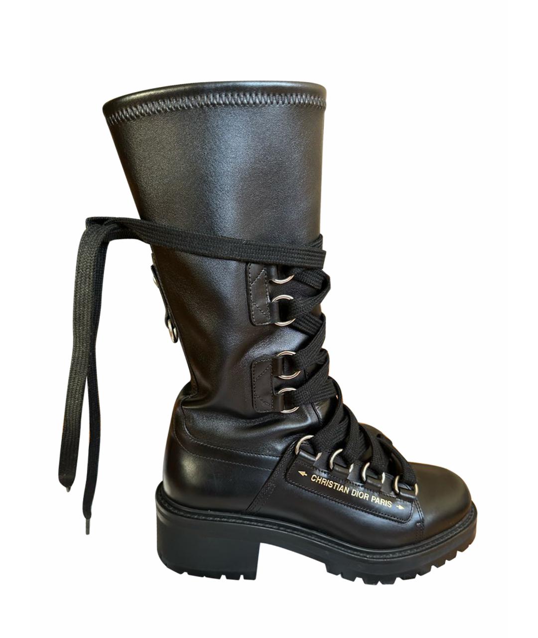 CHRISTIAN DIOR Черные кожаные ботинки, фото 1