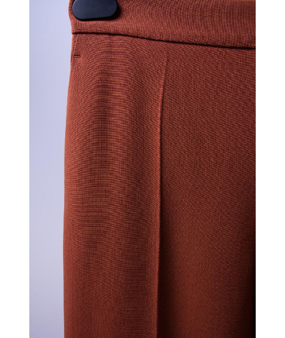 FENDI Коричневые шерстяные брюки широкие, фото 3