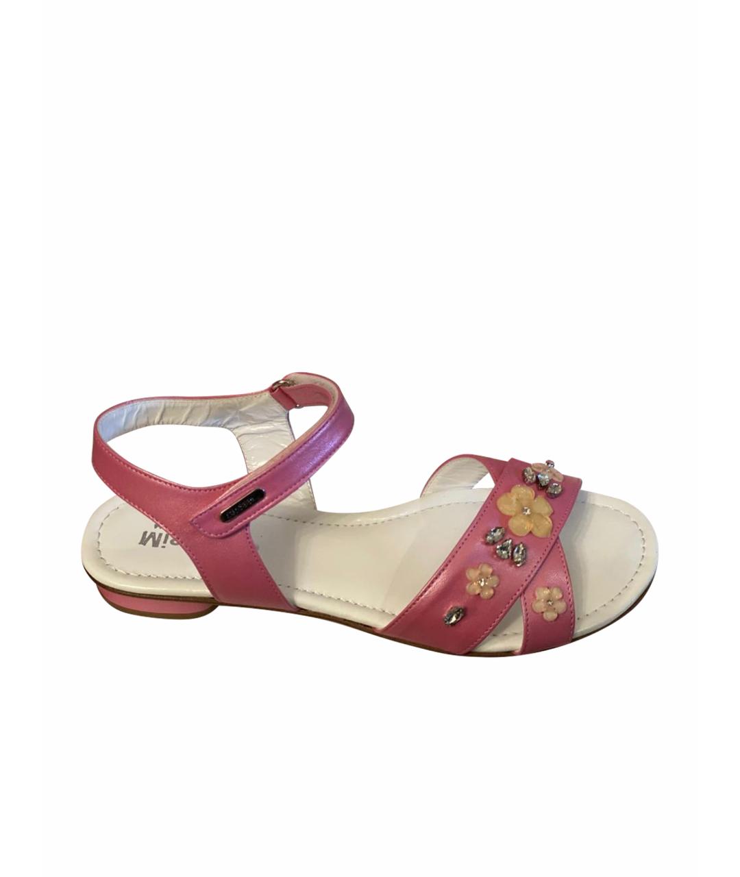 MISSOURI KIDS Розовые кожаные сандалии и шлепанцы, фото 1