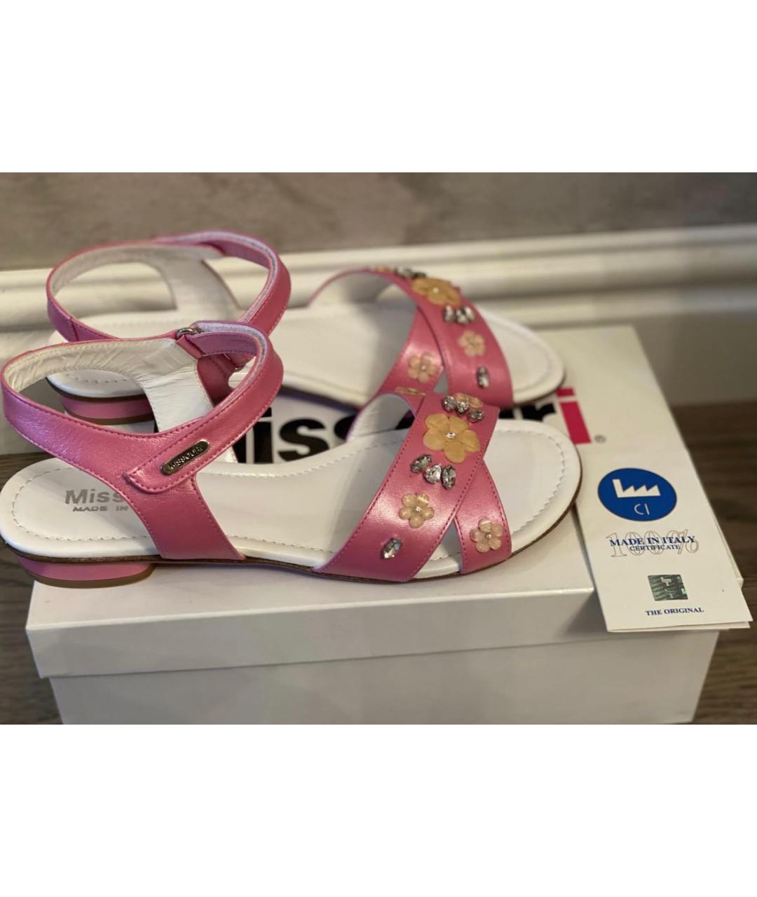 MISSOURI KIDS Розовые кожаные сандалии и шлепанцы, фото 8