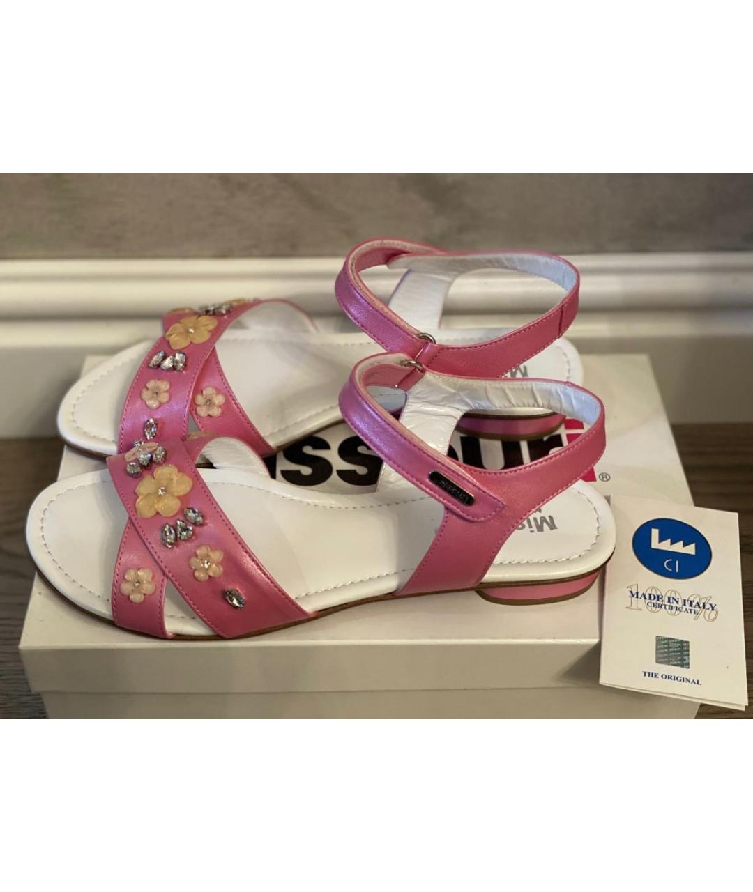MISSOURI KIDS Розовые кожаные сандалии и шлепанцы, фото 9