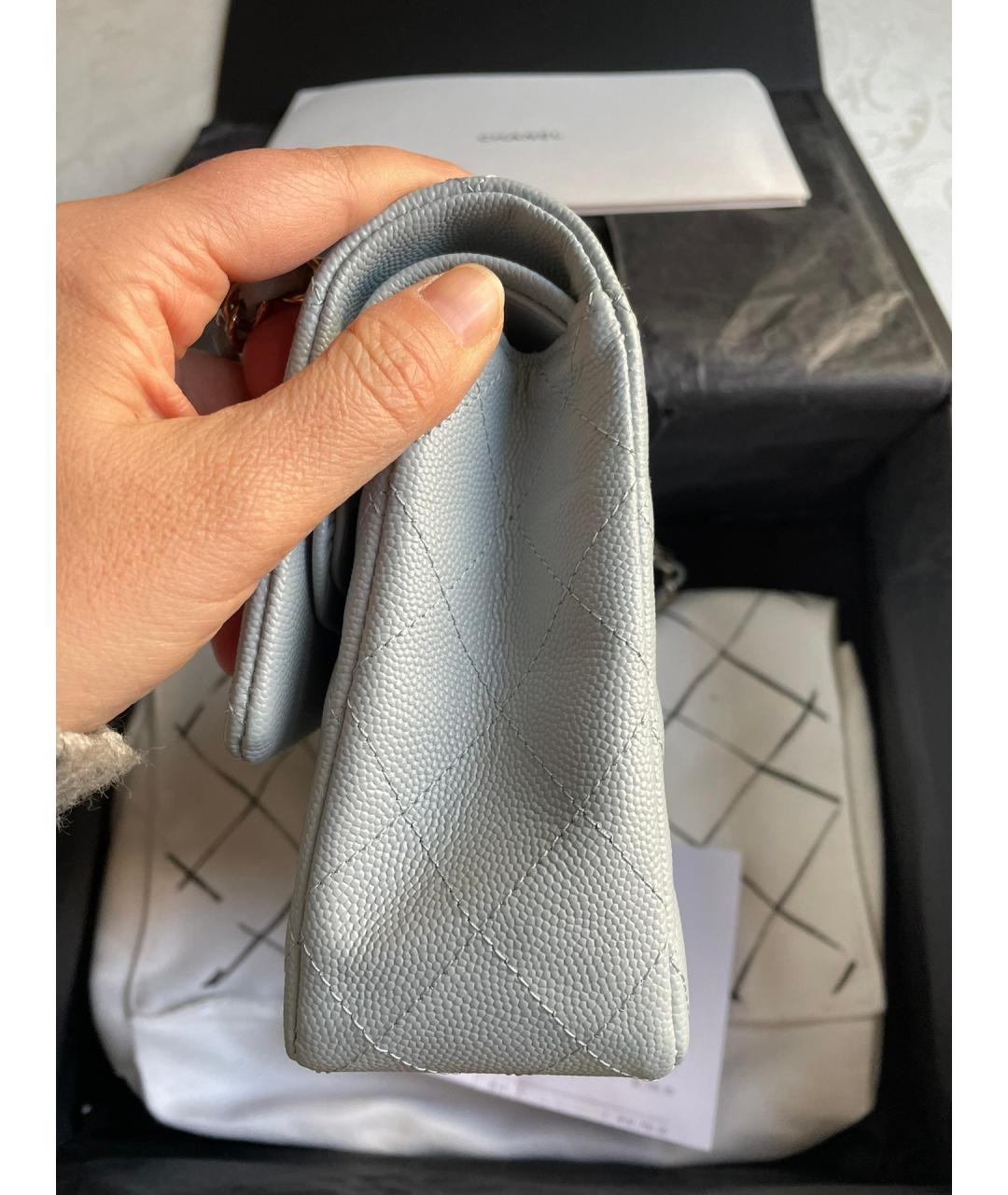 CHANEL Голубая кожаная сумка через плечо, фото 4