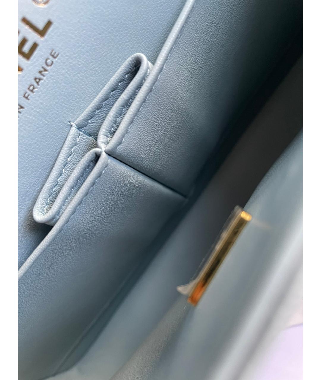 CHANEL Голубая кожаная сумка через плечо, фото 6