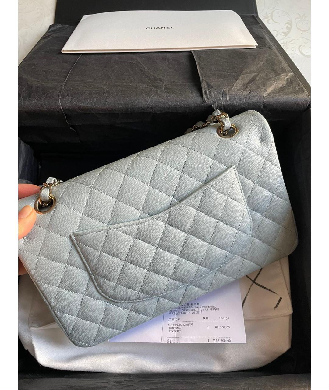 CHANEL Голубая кожаная сумка через плечо, фото 3