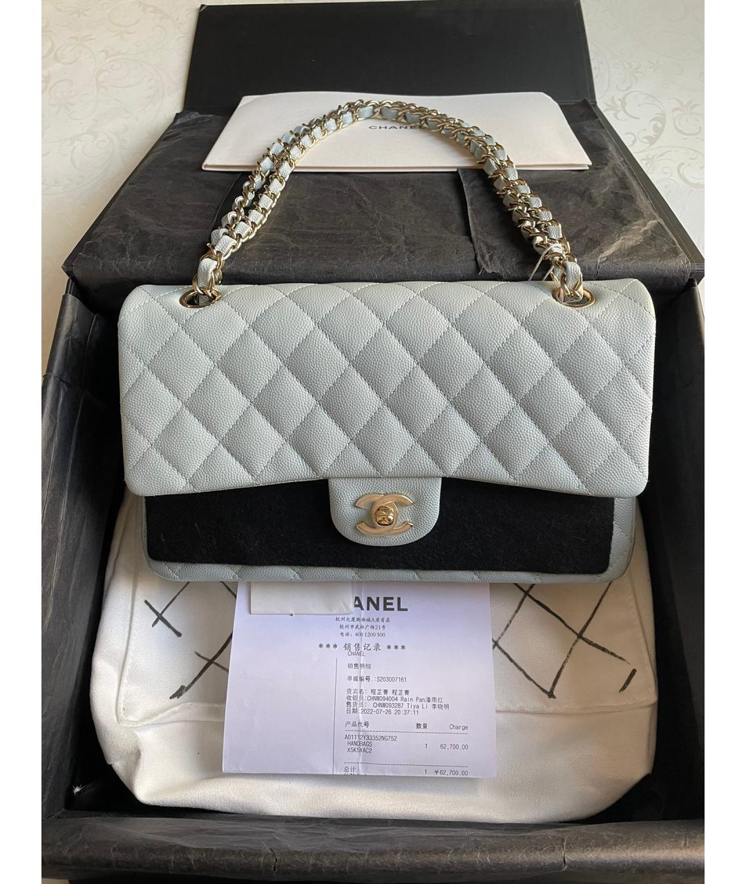 CHANEL Голубая кожаная сумка через плечо, фото 2