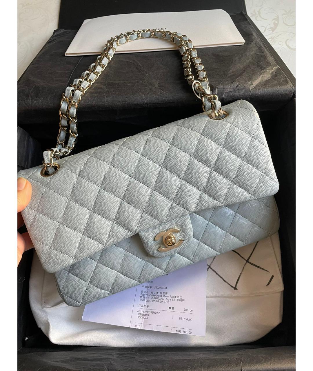 CHANEL Голубая кожаная сумка через плечо, фото 7