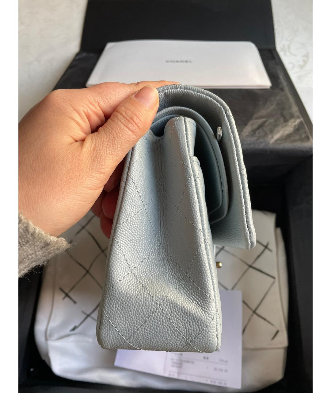 CHANEL Голубая кожаная сумка через плечо, фото 5