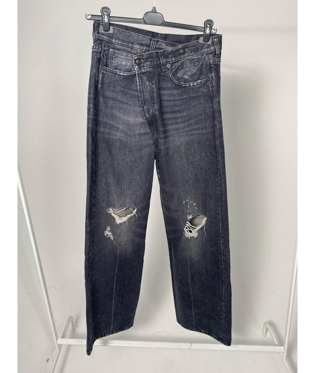 R13 Антрацитовые хлопковые прямые джинсы, фото 6