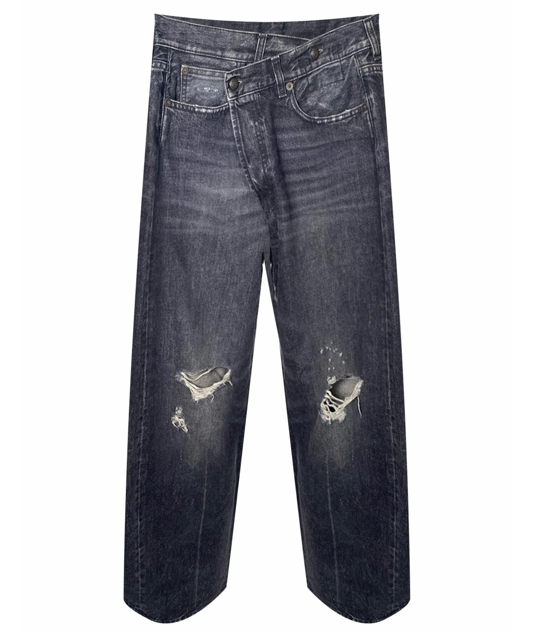 R13 Антрацитовые хлопковые прямые джинсы, фото 1
